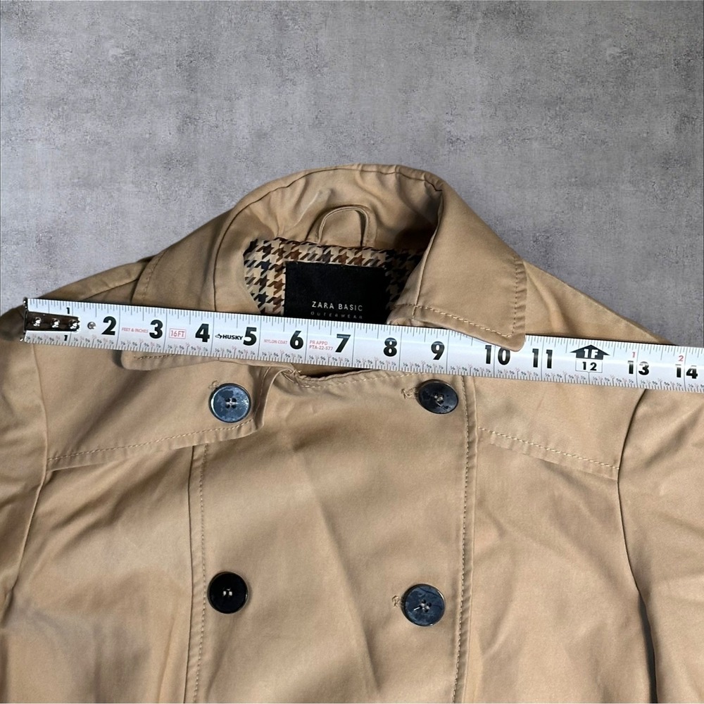 Zara Basic Outerwear Beige Double Breasted Trench Coat Belted XS - Picture 15 of 16